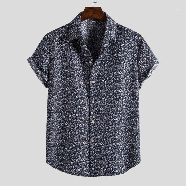 

mens hawaiian shirt short sleeve casual floral ethnic printing blouse shirt camisa beachwear cool breathable shirts for men male1, White;black