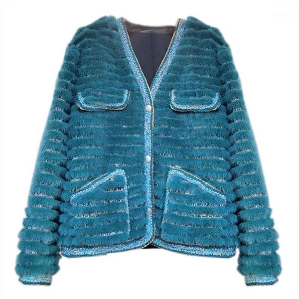 

real overcoat woman winter warm natural fur coat women new fashion jacket1, Black