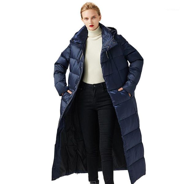 

2020 new women winter white duck down long coat parka hooded women thick warm long coat loose outwear casaco feminino parkas1, Black