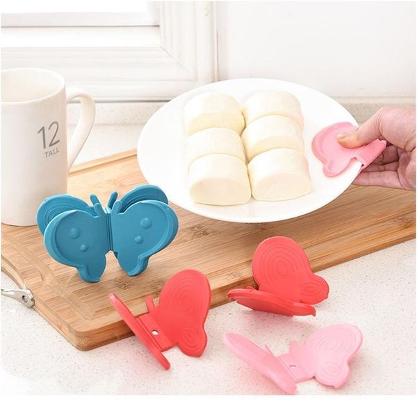 

2pcs/set butterfly shaped sile anti-scald devices fridge magnet kitchen tool insulation plate clamp kitchen special jllocl