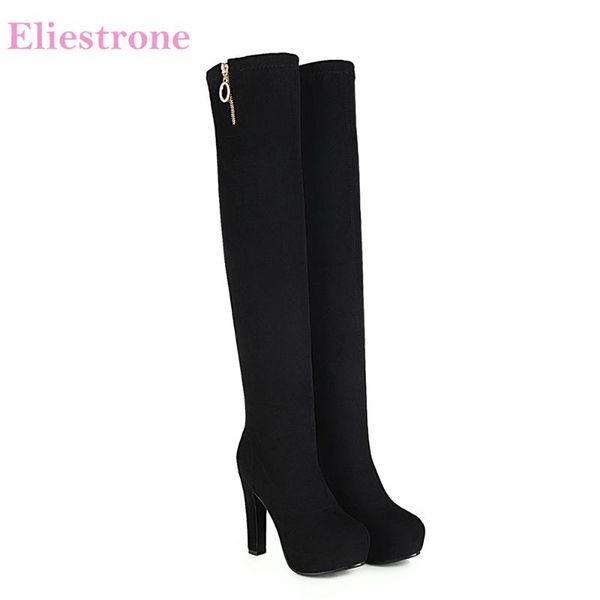 

boots 2021 winter comfortable black women over the knee high motorcycle super heels lady nude shoes plus big size 10 43