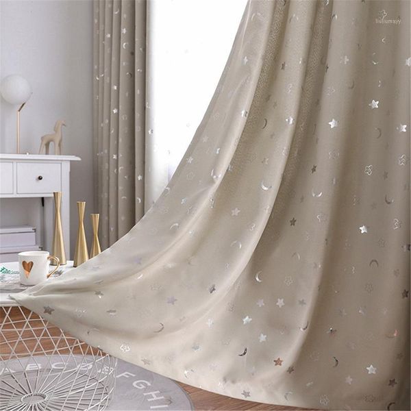 

punch stars moons printing high shading curtain, home window blackout drapes for living room princess children room kid's1