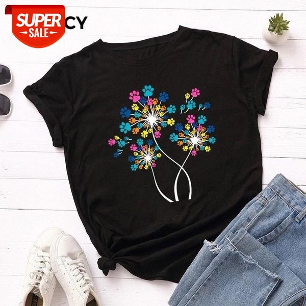 

jfuncy summer 100% cotton women t shirt plus size colorful flower print tees short sleeve woman t-shirt loose female tshirt #nf5v, White