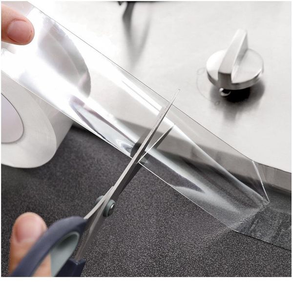 

sink kitchen waterproof transparent tape nano mildew strong self-adhesive pool water seal bathroom gap strip sile bbysgp, White