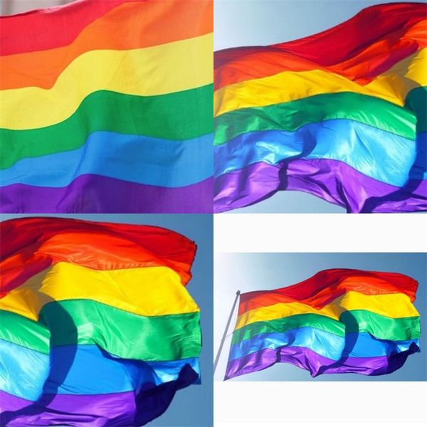 

90 x 150cm rainbow flag six colors stripe large flags courtyard decorate atmosphere banner new 4 8hm f2