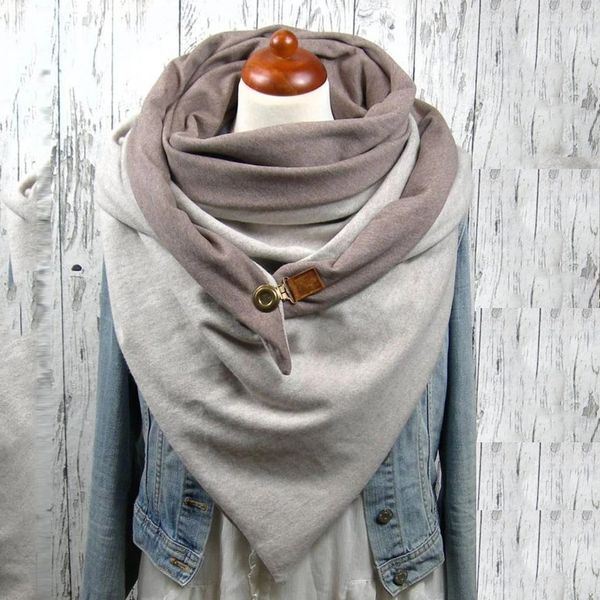 

shawl scarf women luxury fashion women soild dot printing button soft wrap casual warm scarves shawls foulard femme y201007, Blue;gray