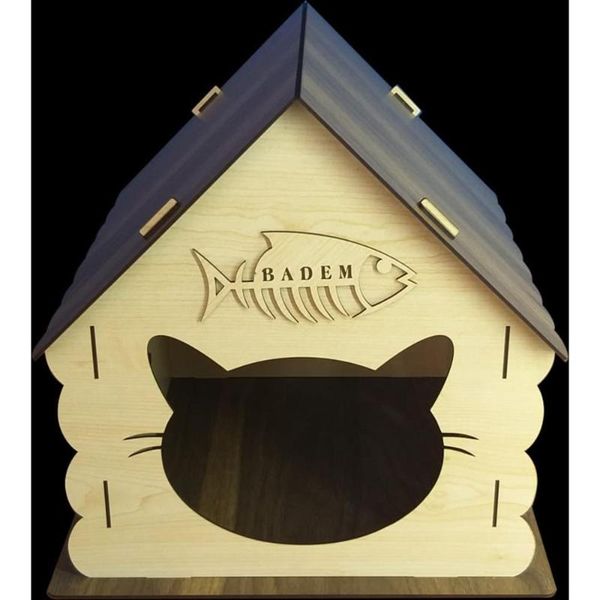 

cat beds & furniture wooden house bed kennel nest and trough pet animal