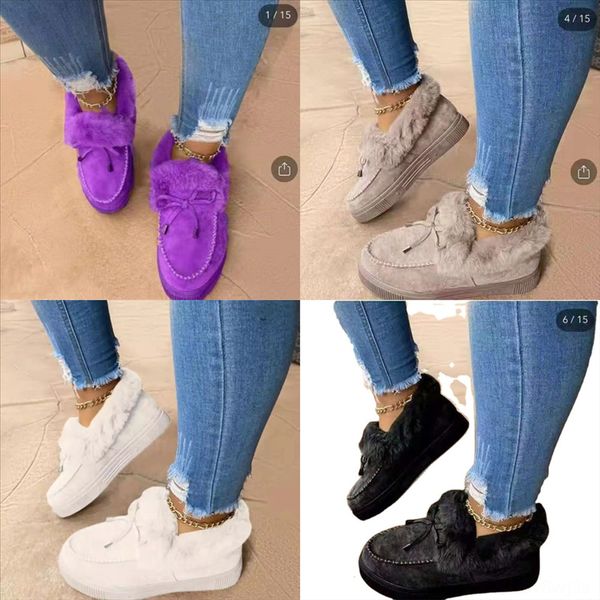 

4vtoq cotton animal couple home slippers winter warm cute plush house shoes indoor bedroom snow boots plus velvet soft furry mop cotton, Black