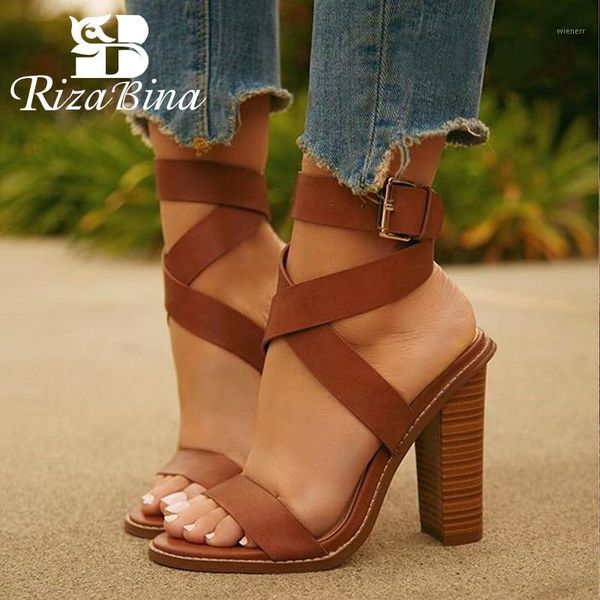 

rizabina women gladiator sandals fashion high heels summer shoes women party wedding shoes lady footwear size 34-441, Black