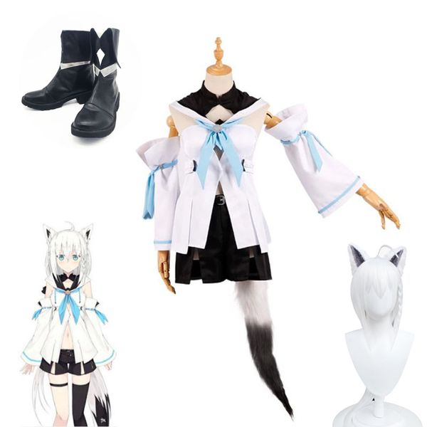 Scarpe parrucca del costume VTuber hirakami Fubuki fumetto Loli Fox Donna Cosplay