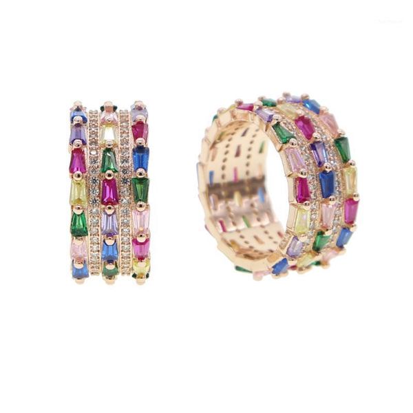 

2020 women's cz rose gold rainbow rings geometry wedding engagement ring femme for party gift charm zirconia ins jewelry1, Golden;silver