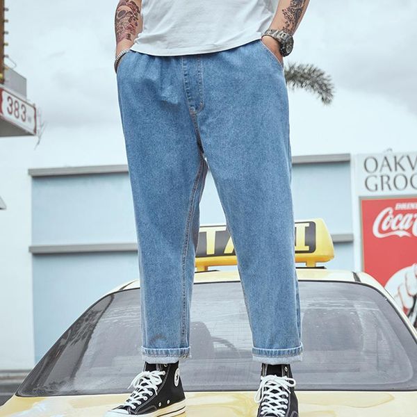 

men's jeans light blue male loose plus size 28-48 men nine pont long casual denim harem straight pants1