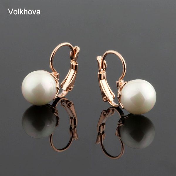 

dangle & chandelier fashion trendy 585 rose gold color 10mm pearl earrings for women office style white simulated jewelry, Silver