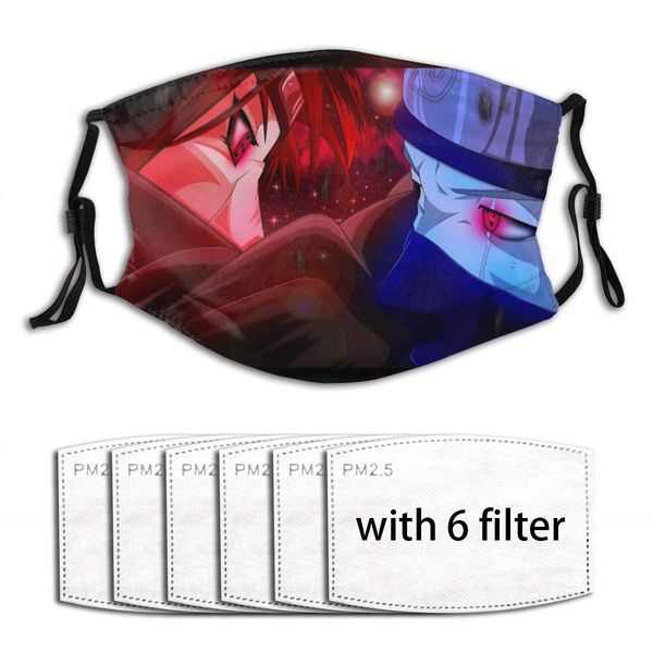 

itachi uchiha kakashi hatake naruto anime cartoon adjustable face mask reusable washable and breathable cover for mens womens with 6 filter