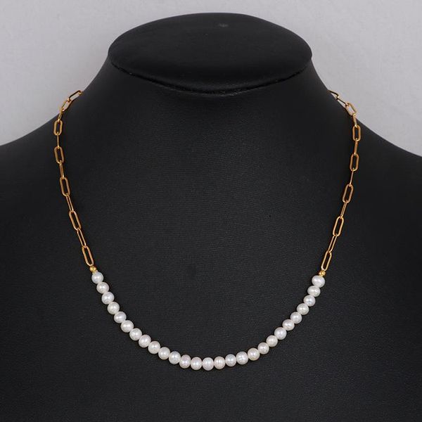 

chain splicing pearl necklace natural fresh water pearl single wearing folding adjustable neck chain and clavicle, Golden;silver