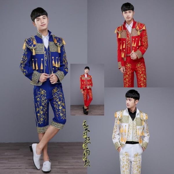 

men's european court dresses stage performance men's bullfighting dress up spanish matador clothing, White;black