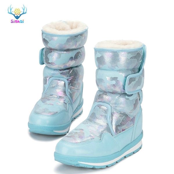 

so beautiful winter boots for kids from mini size to big plus 41 thick warm fur water-resistance upper popular to y200104, Black;grey