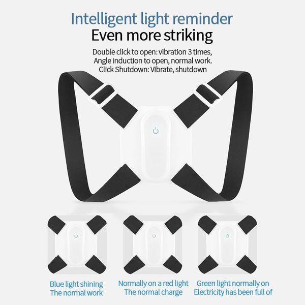 

smart back posture corrector adjustable back intelligent brace support belt shoulder training belt correction spine1, Black;blue