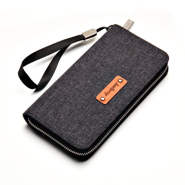 

new brand baellerry men wallets high capacity canvas clutch banknote clip coin purse male wrist strap phone wallet