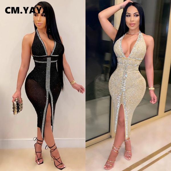 

cm.yaya autumn winter women dress streetwear strap sleeveless strapless sequined bandage bodycon night club dresses, Black;gray