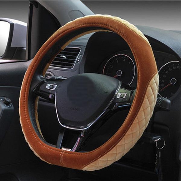 

38cm universal car steering wheel cover damping effect plush steering wheel protect car styling accessories