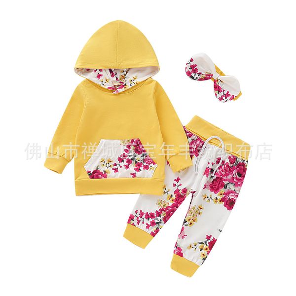 

children's clothing striped long-sleeved casual printing hooded set d09.21 201031, White