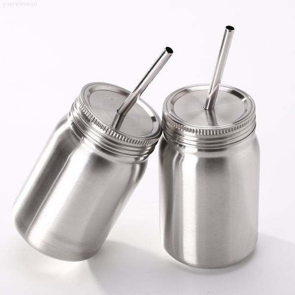 

mason stainless with steel jar cup kitchen lid and straw coffee insulation storage drinking