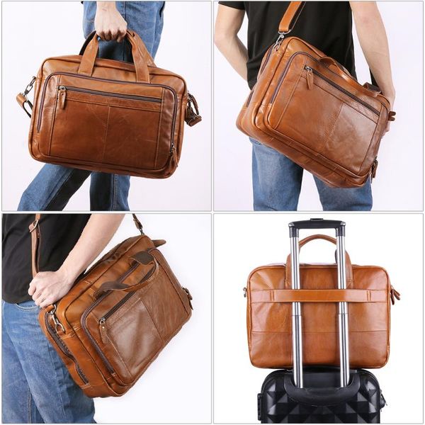 

2020 briefcase for men leather travel handbag genuine leather busniess messenger bag brand shoulder travel bags