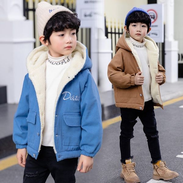 

Children's clothing boys autumn and winter cloth thick coat cotton clothes 2020 new handsome children winter plus velvet cotton coat, Blue;gray