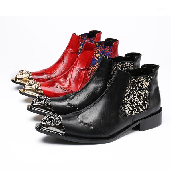 

boots men shoes black genuine leather rivets studded cowboy mens botas militares hombre winter men1