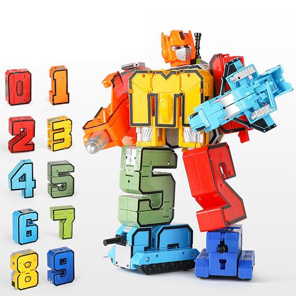 

2020 style children's digital transformation toy puzzle fit robot boy alphabet building blocks macadamia dinosaur complete set gift