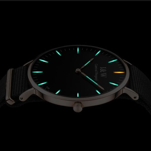 

fashion men ultra thin quartz watch carnival t25 tritium watches men sapphire nylon band waterproof luminous relogio masculino t200409, Slivery;brown