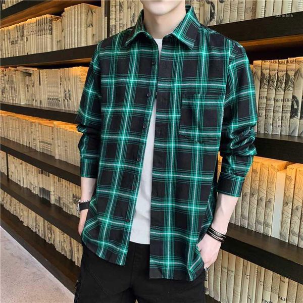 

3xl flannel casual shirt men plaid streetwear fashion blouses male japanese long sleeve shirts 20201, White;black