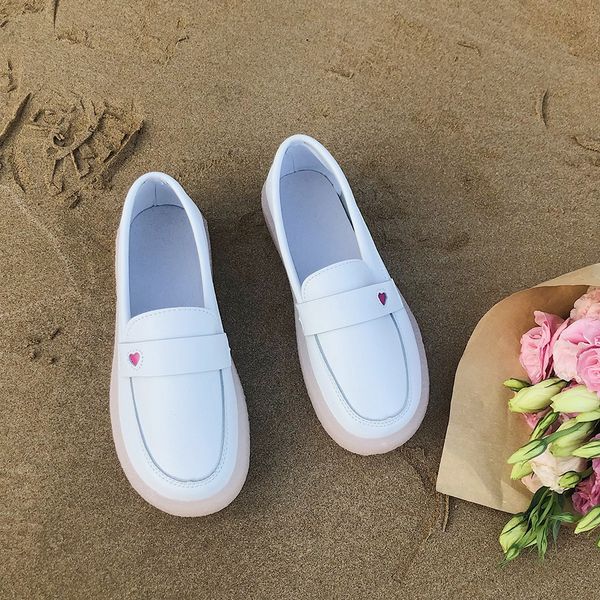 

6plt6 women's white new korean soft soled breathable flat bottomed one foot doudou pedal doudou shoes comfortable non slip nurse shoes, Black