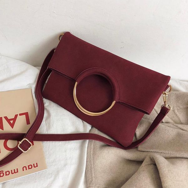 

doranmi suede leather handbag for women 2020 female autumn totes metal ring composite bags shoulder bag bolsos mujer cbb388