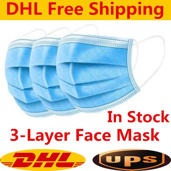 

dhl ups disposable face masks with elastic ear loop 3 ply breathable for blocking dust air anti-pollution mask