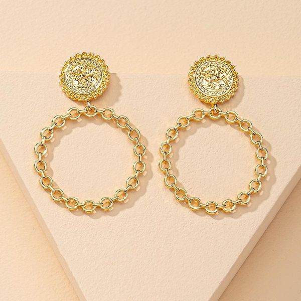 

dangle & chandelier 2021 earrings cold style simple hollow geometric coin irregular chain for women jewelry gift, Silver