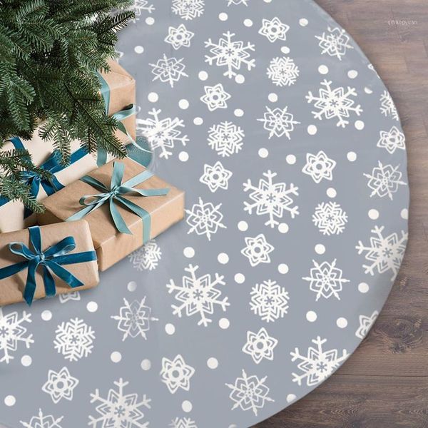 

christmas tree skirt snow flake pattern, snowflakes xmas tree mat, 122cm christmas ornament decoration, festival gift for family1