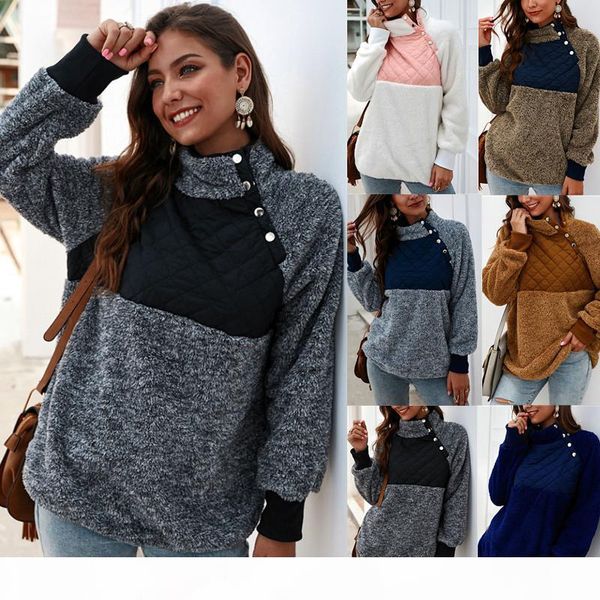 

роскошные зимние пальто женщин дизайнер одежда sherpa лоскутное свитера женские вершины женские шерстяные кофты женские пуловер шерсти, Black