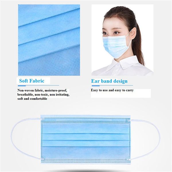 

2021 latest layers protection ear 3 masks elastic anti-pollution face loop disposable dust filter safety mask new