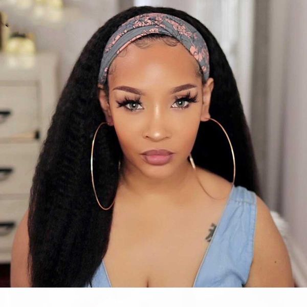 

28 30inch human hair wigs with headbands no glue easy to install body yaki straight water headband wig loose deep none lace wigs, Black;brown
