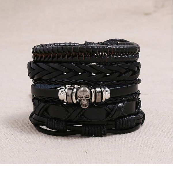 

eif dock punk rock skull multi charm bracelet for women men gothic jewelry braided rope leather bracelet men jllcqn