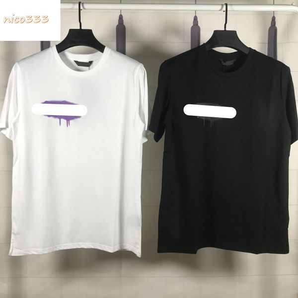 

21ss latest white powder tee angel heart city spray letter pattern cotton red blue black green purple black gray men's and women's, White;black