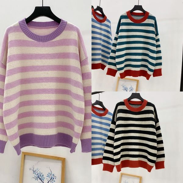 

ifec2 long sleeve crew t-shirt t-shirt women autumn 2020 new korean loose cos casual lazy fashion striped coat neck m1rmb, White;black