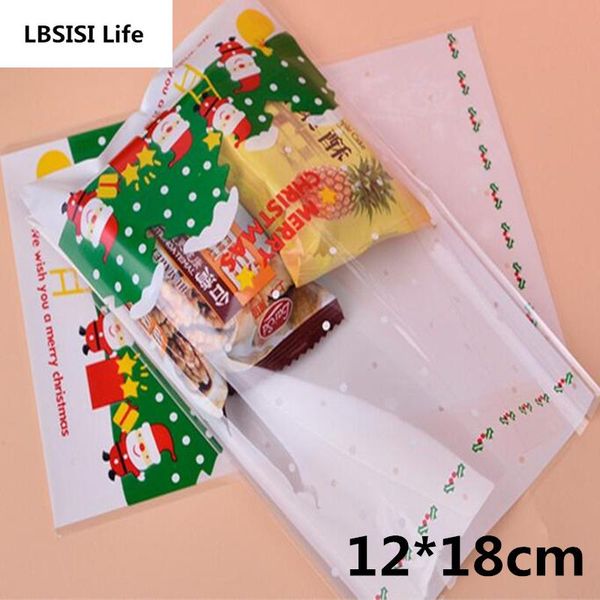 

100шт 1218m с рождеством дерево dot конфеты мешки еды партии подарки торт печенье печенье упаковка diy одноразовые кондитерский мешок bbyawx