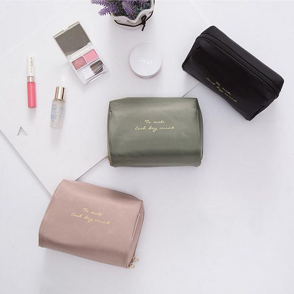 

women cosmetic bag travel make up solid bags fashion ladies makeup pouch neceser organizer kits toiletry bag dropshipping