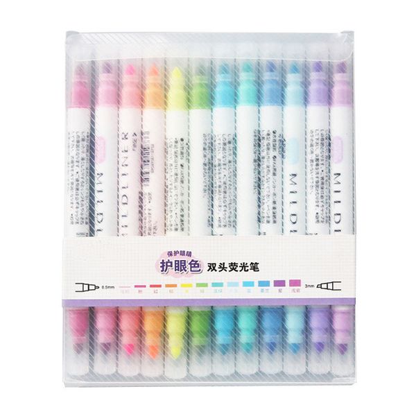 

12-color crayon double headed two-color marking pen japan light colored fluorescent chunky row major for