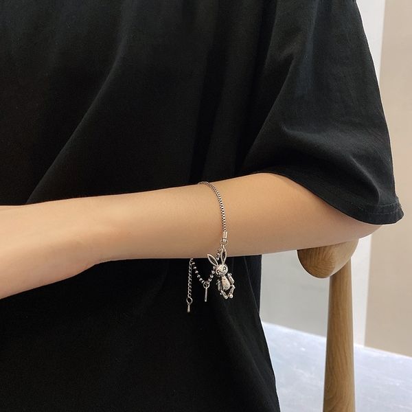 

on0h4 hip net pendant bracelet braceletlocal cool female korean version ins hop pendant personality rabbit simple red bracelet fashion femal, Golden;silver