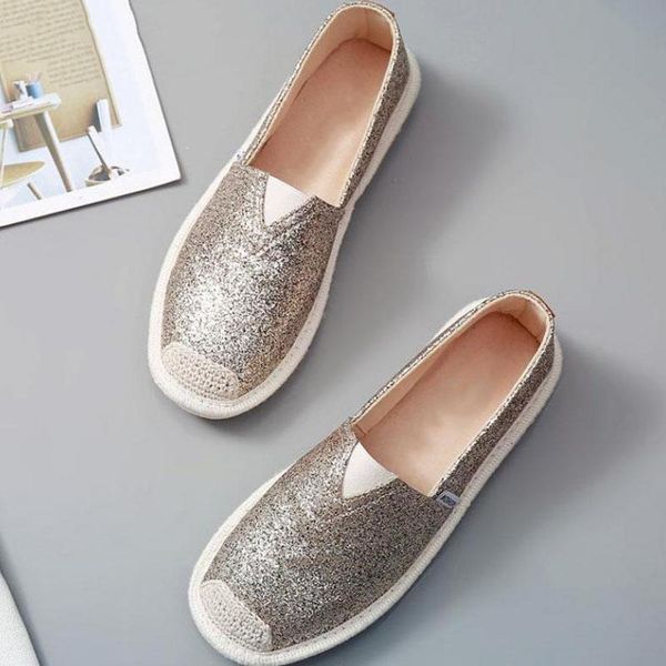

women flat shoes casual loafers round toe bling canvas female black white flats shallow single shoes for gilrs footwear