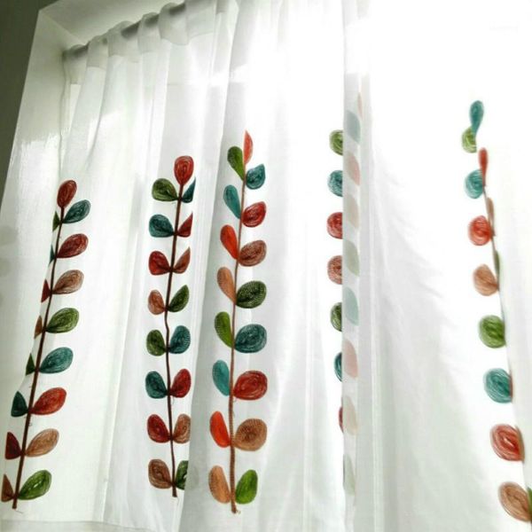 

dunxdeco sheer curtain kitchen curtains nordic fresh leaves plant embroidery cortinas store decoration kitchen half tulle rideau1